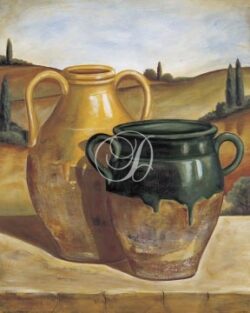 Olive Jars In Tuscan Landscape II