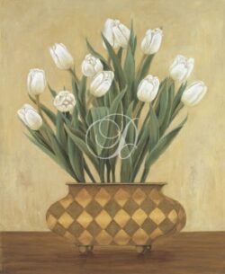 Tulips in Checkered Vase