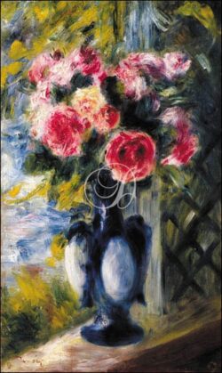 Bouquet De Roses Au Vase Bleu