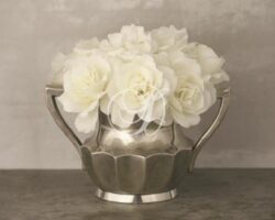 White Roses In Pewter Bowl II